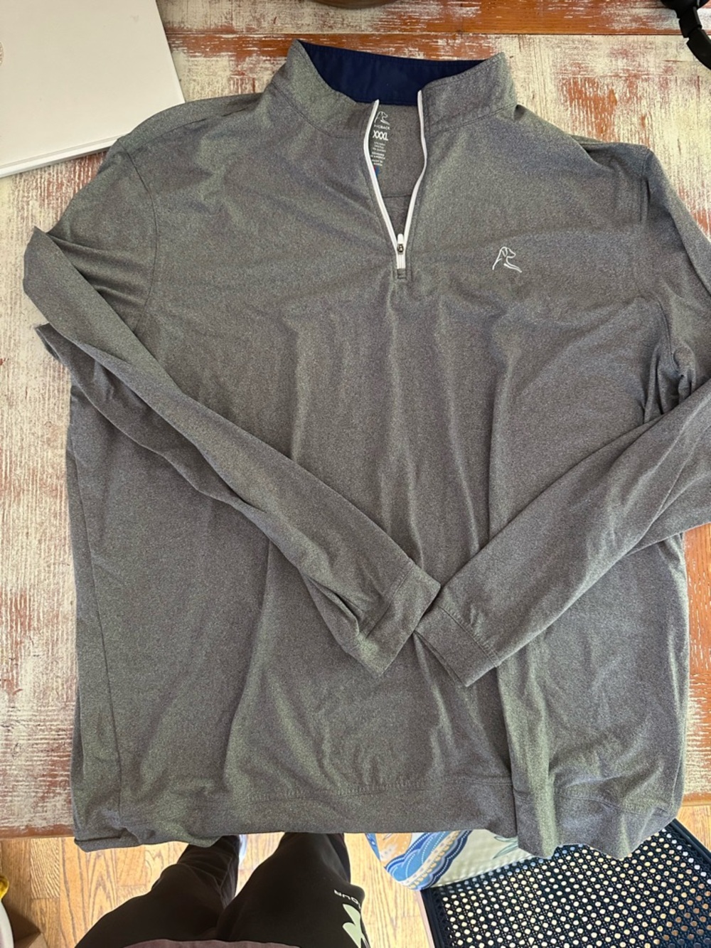 Rhoback Men's Heather Gray Quarter-Zip Pullover with Contrast Trim
